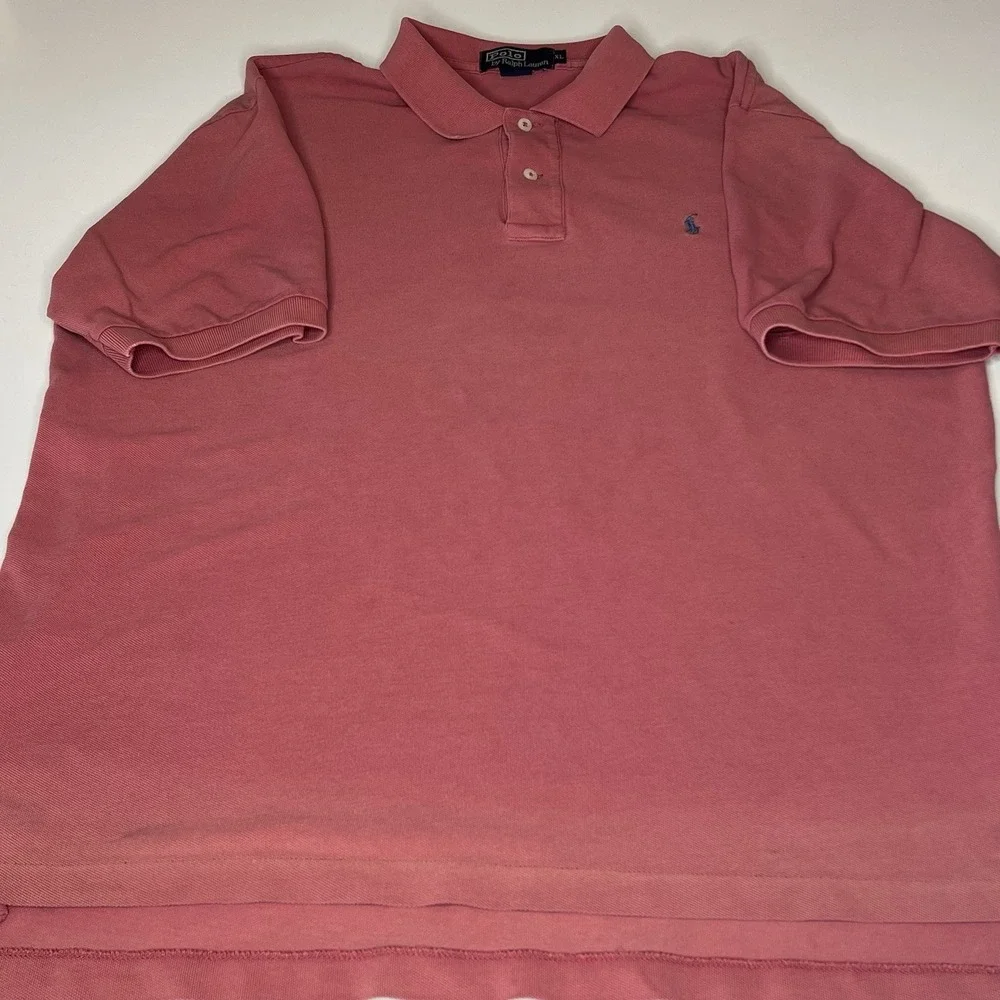 Polo Ralph Lauren Polo‎ Shirt XL Pink Faded Distressed Short Sleeve